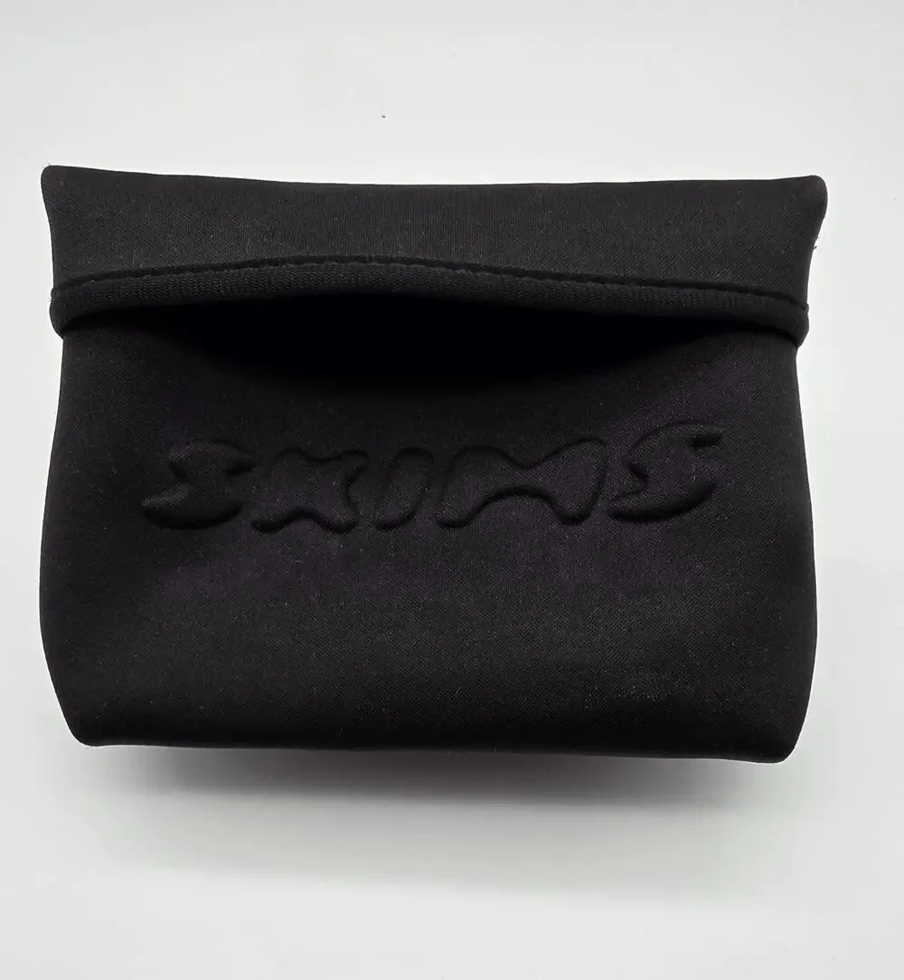 SKIMS Black Neoprene Small Cosmetic Makeup Travel Pouch Embossed Logo NWOT